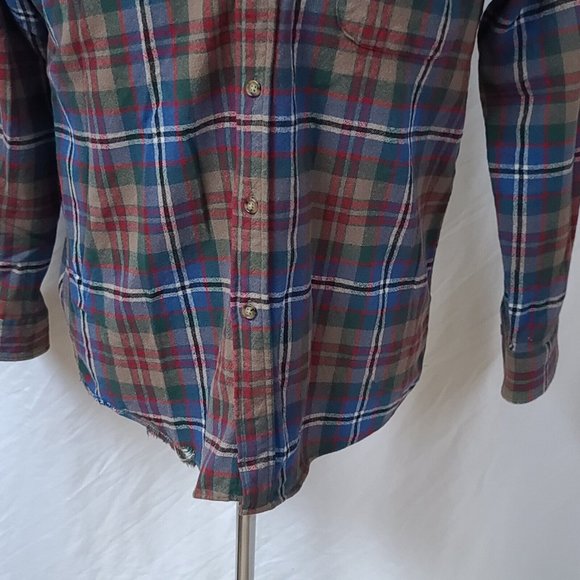 Vtg Pendleton Mens Medium Brown Stripe Long Sleeve Button Wool Flannel Shirt - Picture 4 of 12
